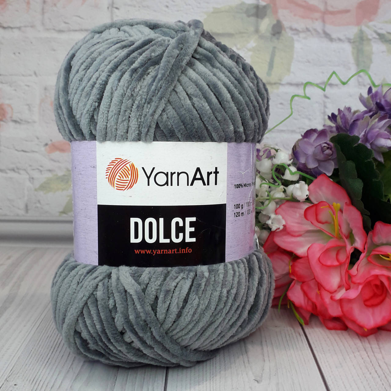 

Плюшевая пряжа YarnArt Dolce (Ярнарт Дольче), темно серого цвета