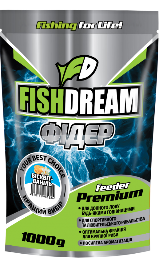 

Прикормка Fish Dream Premium 1 кг. Фидер бисквит ваниль