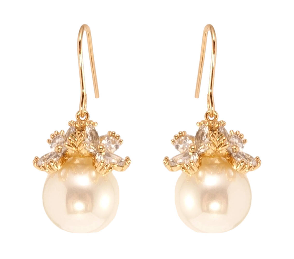 

Серьги Xuping QQMM Позолота 18K французский замок "Жемчужины с цветочным куполом"