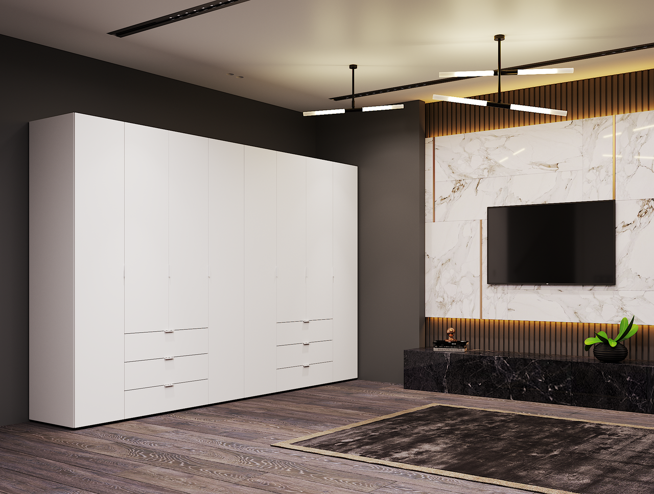 Розпашна Шафа для одягу Doros Гелар комплект Білий 4+4 ДСП 310х49,5х203,4 (42002121) 5