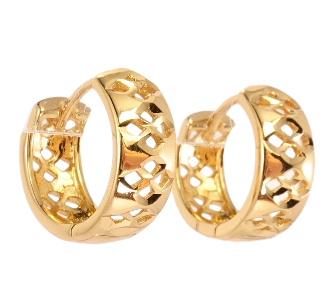 

Серьги Xuping Позолота 18K колечки "Резной орнамент с алмазной огранкой"