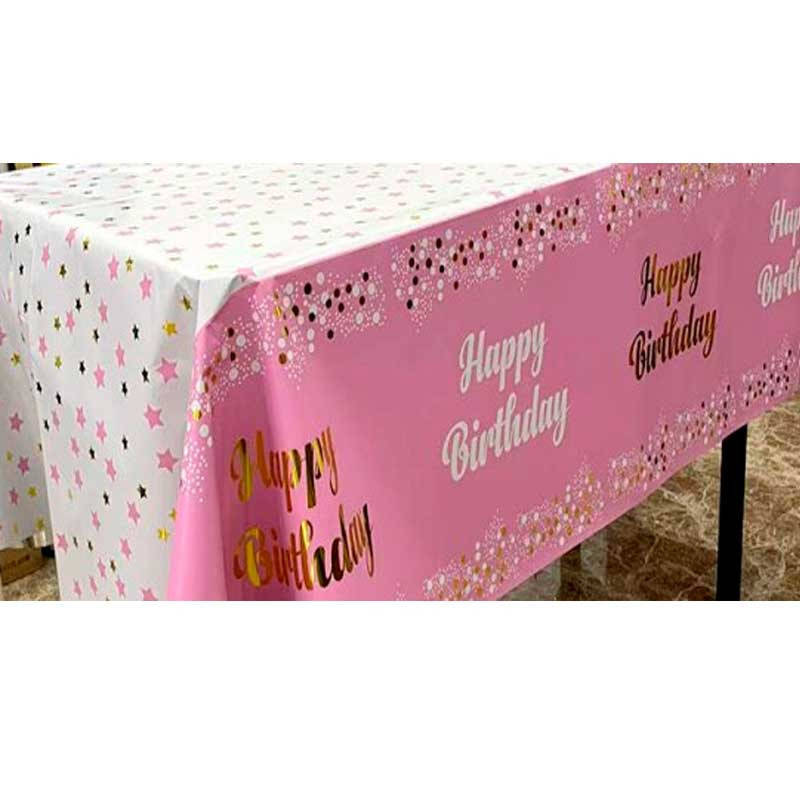 

Скатертина Happy birthday рожева в золоте/срібне конфетті 1,37*1,83см 95643