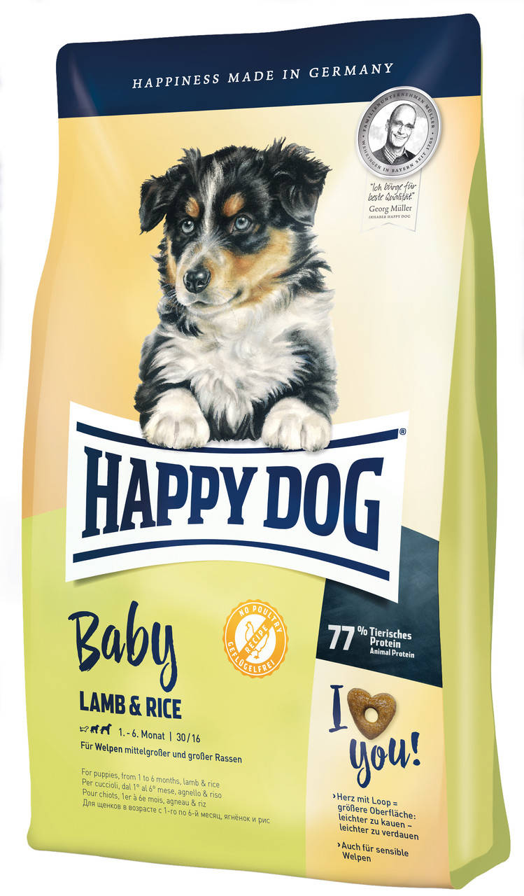 

Сухий корм Happy Dog Baby Lamb & Rice для цуценят 4 тиж. - 6 міс. середніх та великих порід, 10 кг