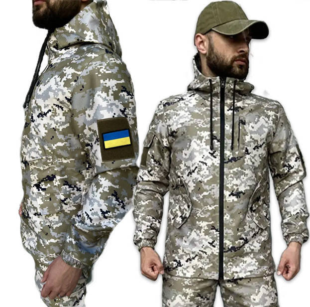 

Мужская тактическая куртка ветровка military с капюшоном, военная куртка штормовка камуфляж пиксель