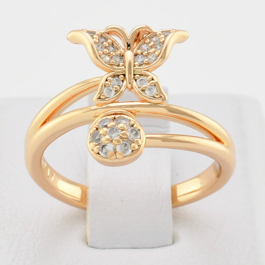 

Кольцо Xuping 14006 ширина 15 мм белые фианиты позолота 18К размер 18