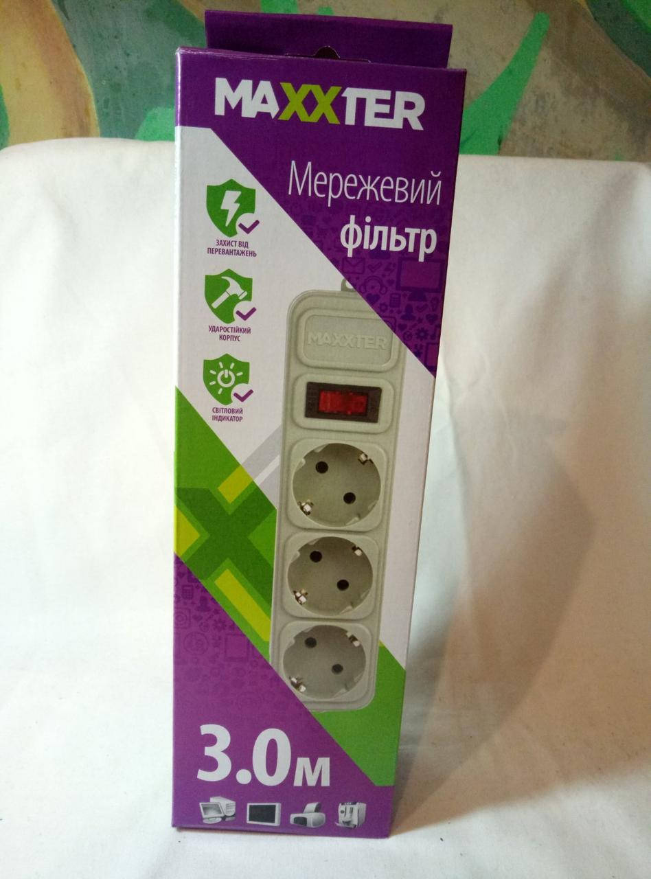 

Мережеві фільтри,переходники Maxxter 3м 3 розетки