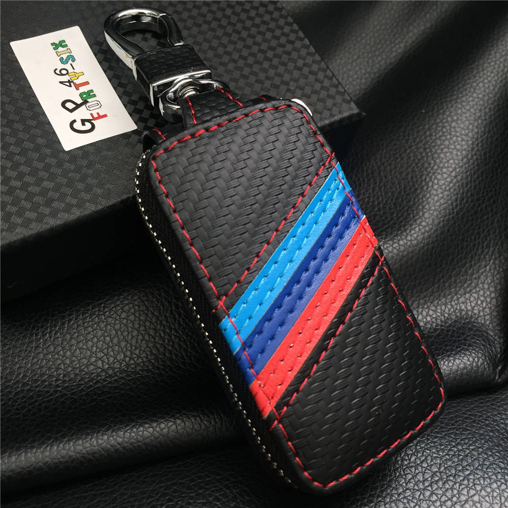 

Кожаный чехол для автомобильных ключей bmw (carbon), Черный
