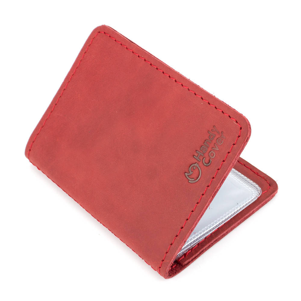 

Обложка кожаная на ID паспорт, права Handycover HC0047 красная, Красный