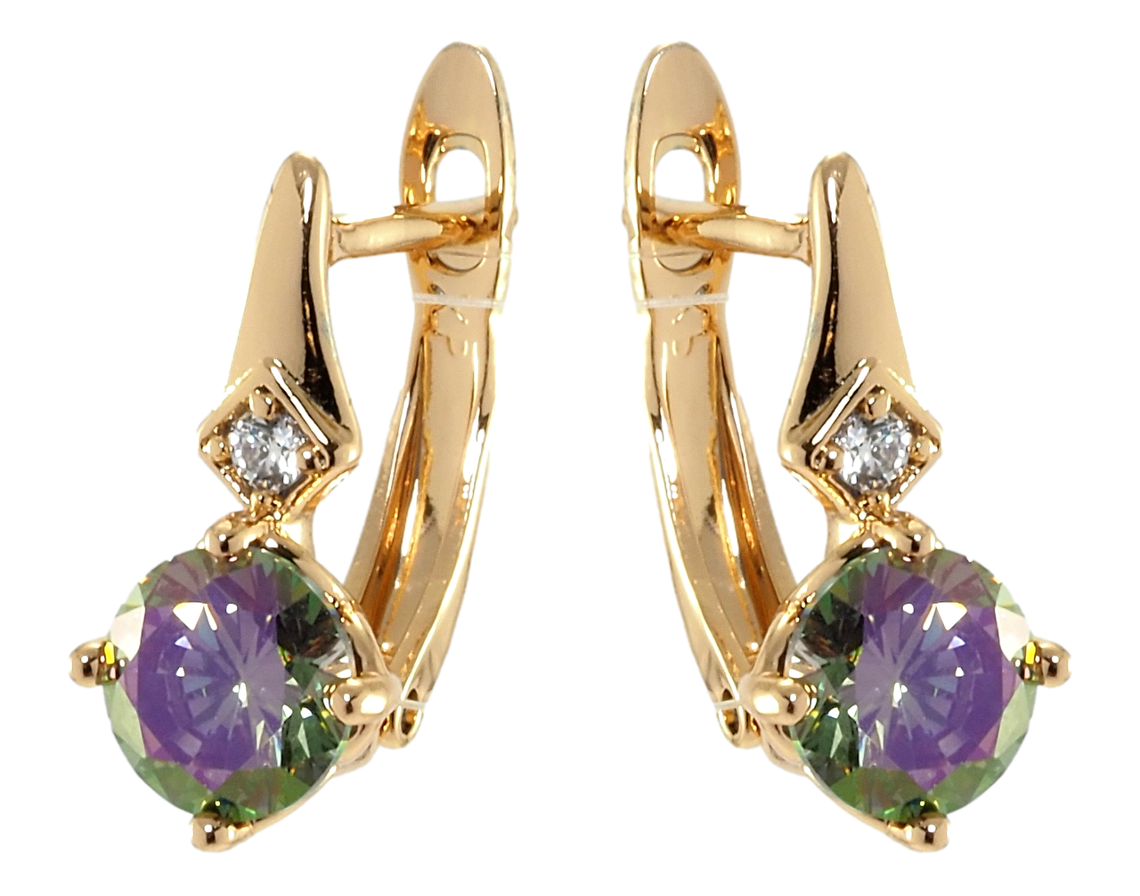 

Серьги Xuping Позолота 18K английский замок "Зеленые фианиты хамелеон"