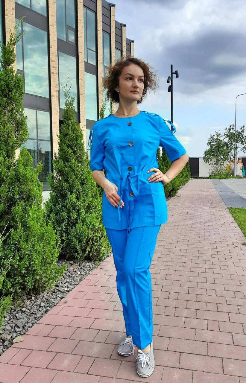 

Медицинский костюм женский на пуговицах Сабрина,необычный, р.42-58., Белый