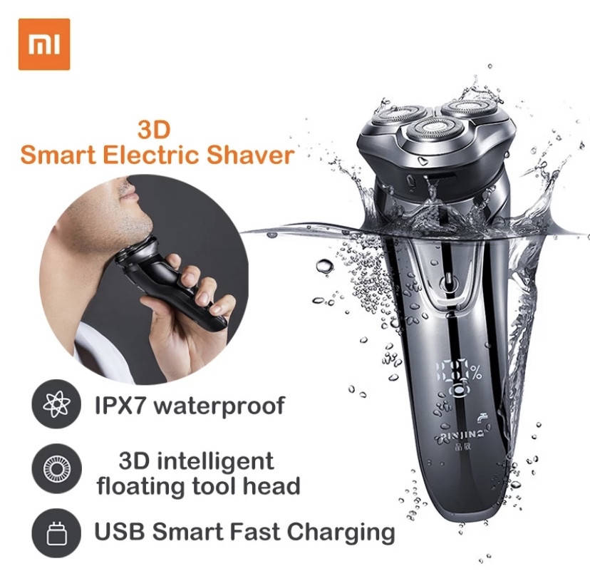 

Xiaomi Pinjing Беспроводная 3D смарт USB электробритва водонепроницаемая