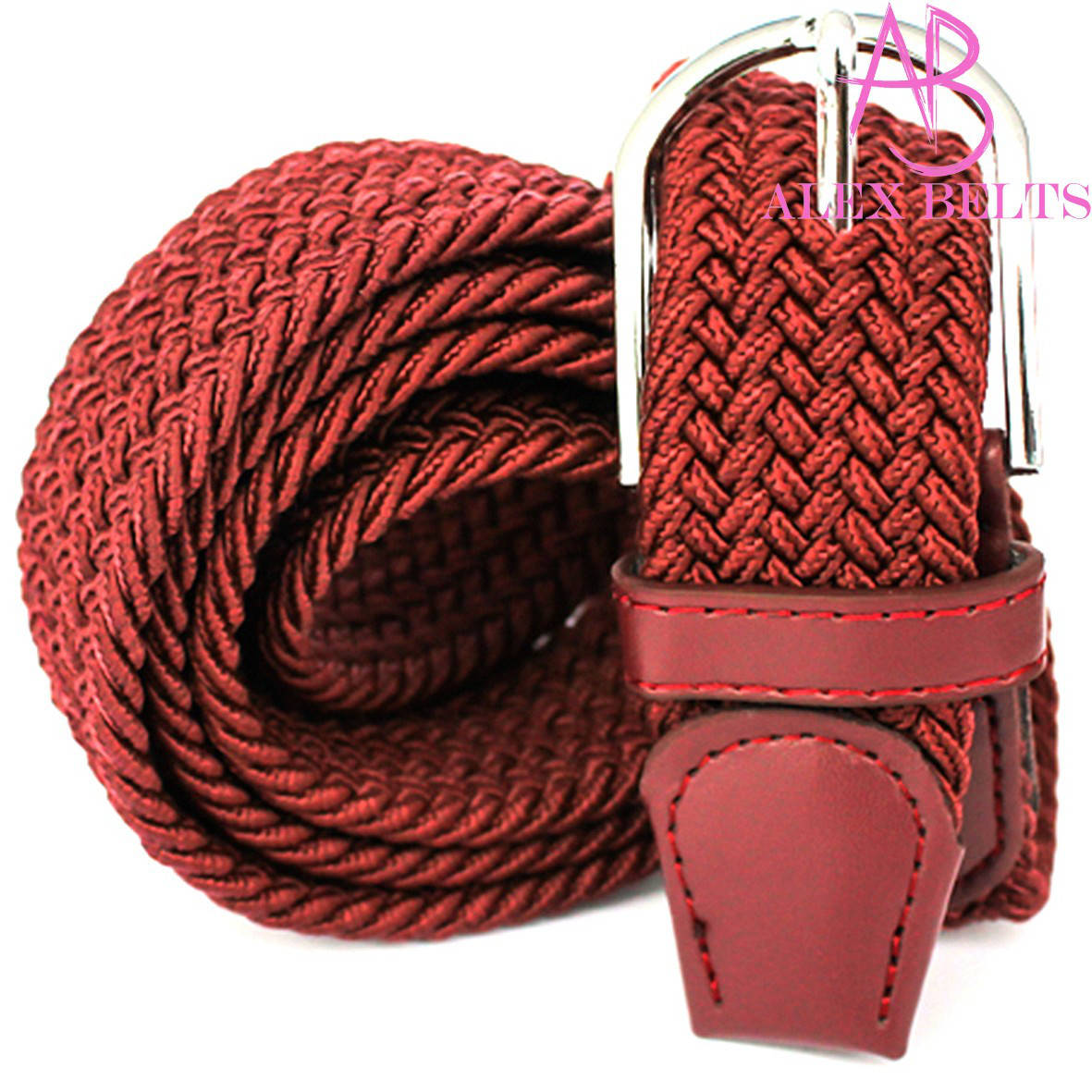 

Ремень плетенка резинка на шпеньке (бордовый) 35 мм - купить оптом в Одессе, Красный