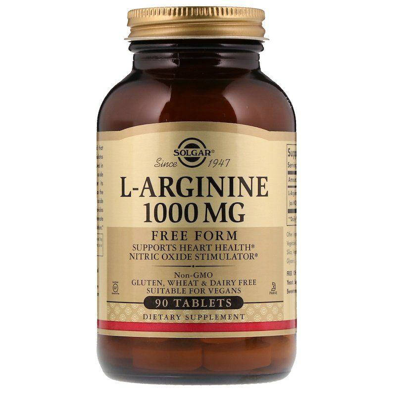 

Aргинин, L-Arginine, Solgar, 1000 мг, 90 таблеток