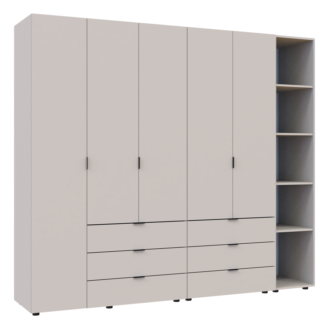 Розпашна Шафа для одягу Doros Гелар з Етажеркою Кашемір 2+3 ДСП 231.9х49.5х203.4 (80737650) 8