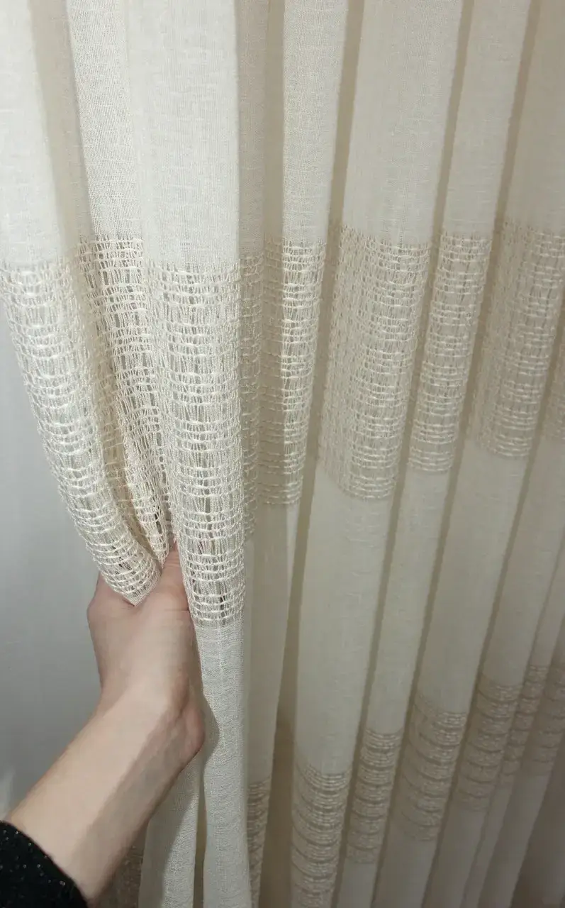 

Бежевая тюль лен (Турция). Тюль бежевого цвета в зал, спальню, гостиную, Бежевый