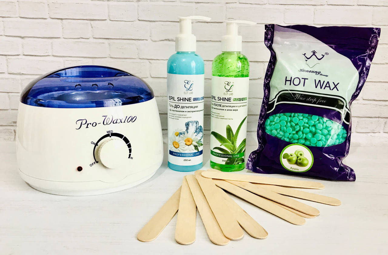 

Набор для депиляции пленочным воском Konsung beauty 300 г с 2 гелями Elit Lab 250 мл