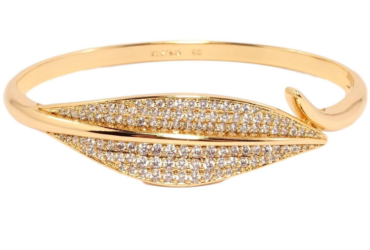 

Браслет Xuping Позолота 18K "Листочек инкрустация мелкий цирконий" ø 6см