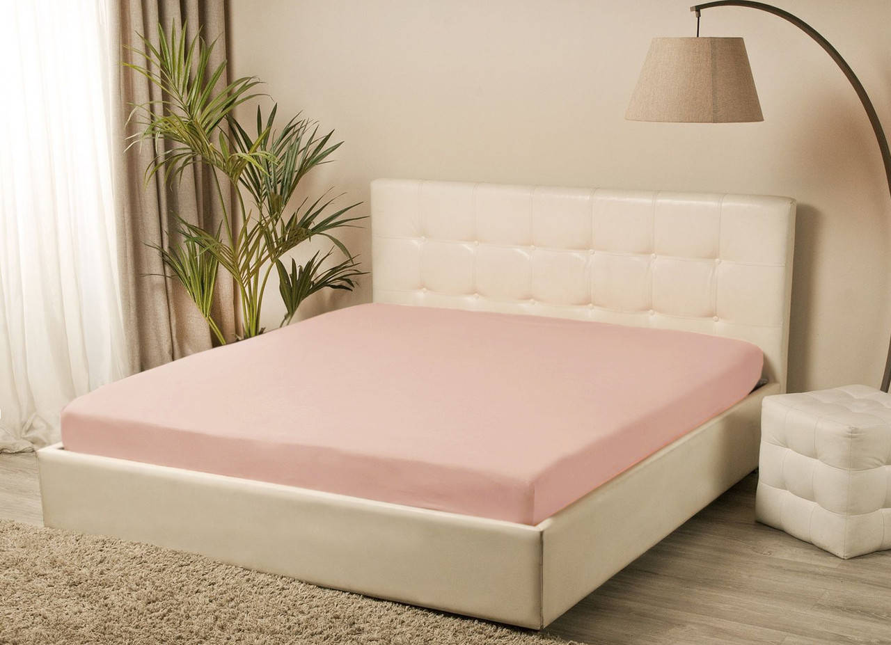 

Простынь трикотажная на резинке Lotus - Персиковая 160*200+25, Персиковый