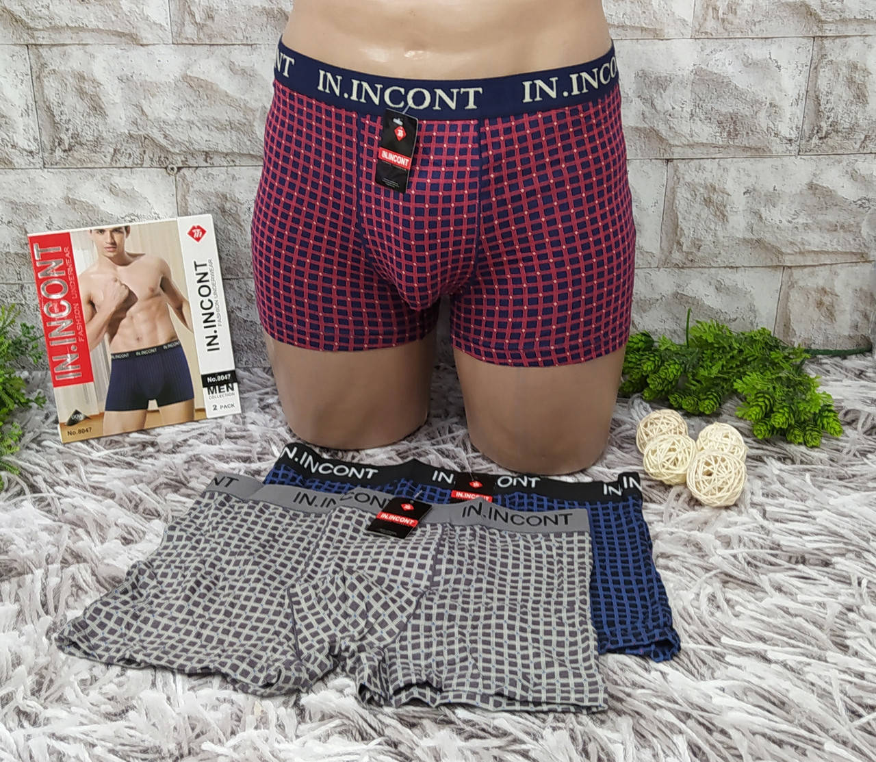 

Трусы мужские 4XL(54-56) размер Incont боксеры хлопок 8047, Разные цвета