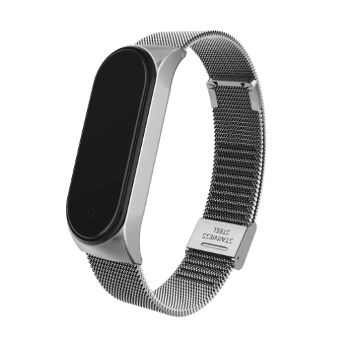 

Металлический браслет серебристый для фитнес трекера Xiaomi mi band 5 / Xiaomi mi band 6