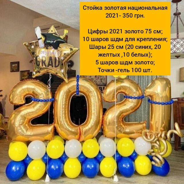 

Цифры 2021 на подставке из шаров | Выпускной