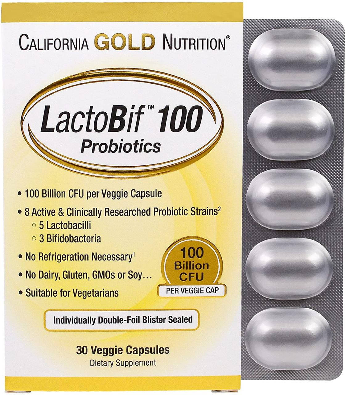 

California Gold Nutrition LactoBif Probiotics 100 Billion CFU 30 капсул
