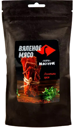 

Вяленое мясо «Ранчо Мяссури» Ломтики Гуся (50 грамм)