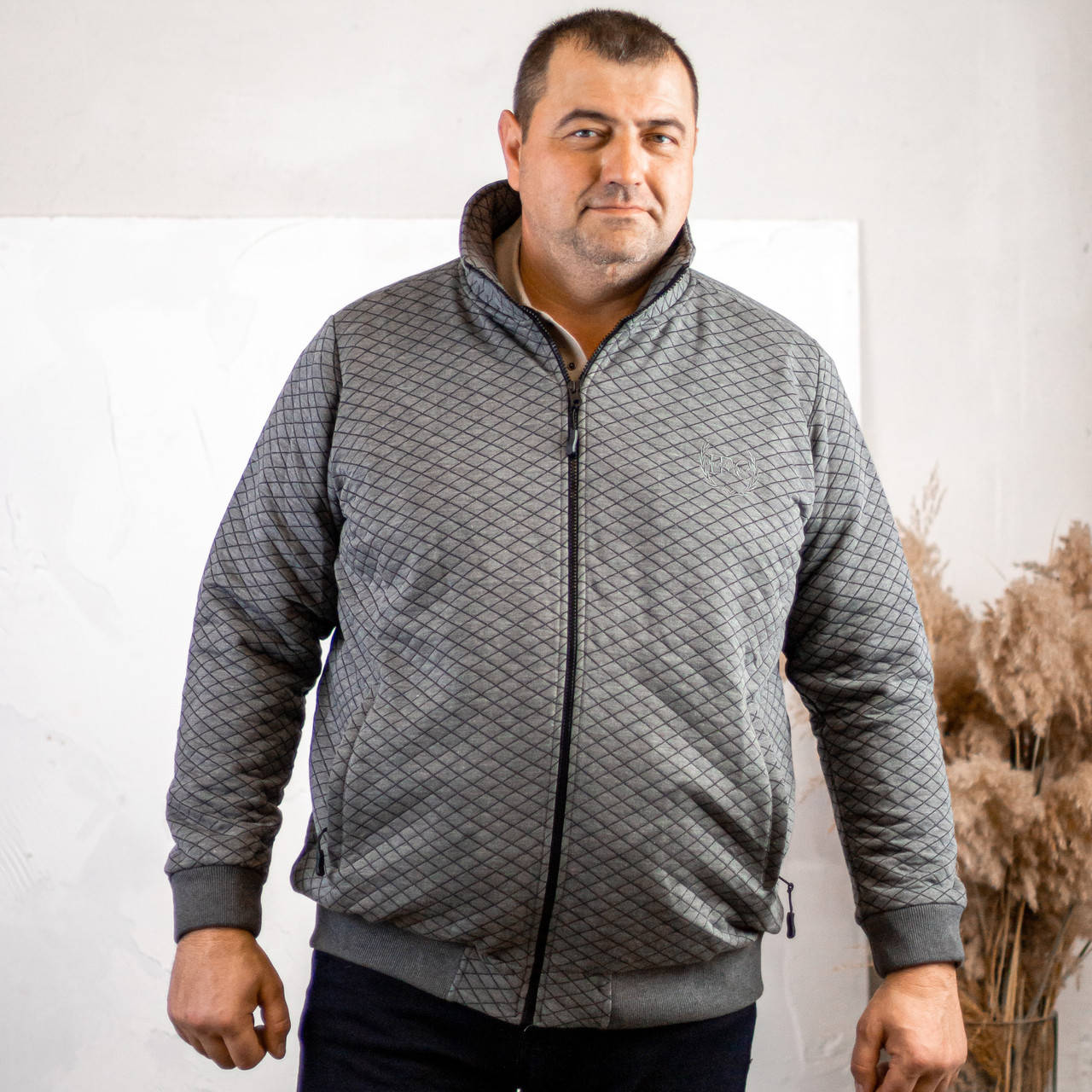 

Мужская серая кофта на молнии 1-6XL фирма Ifc Турция батал большие размеры 2XL