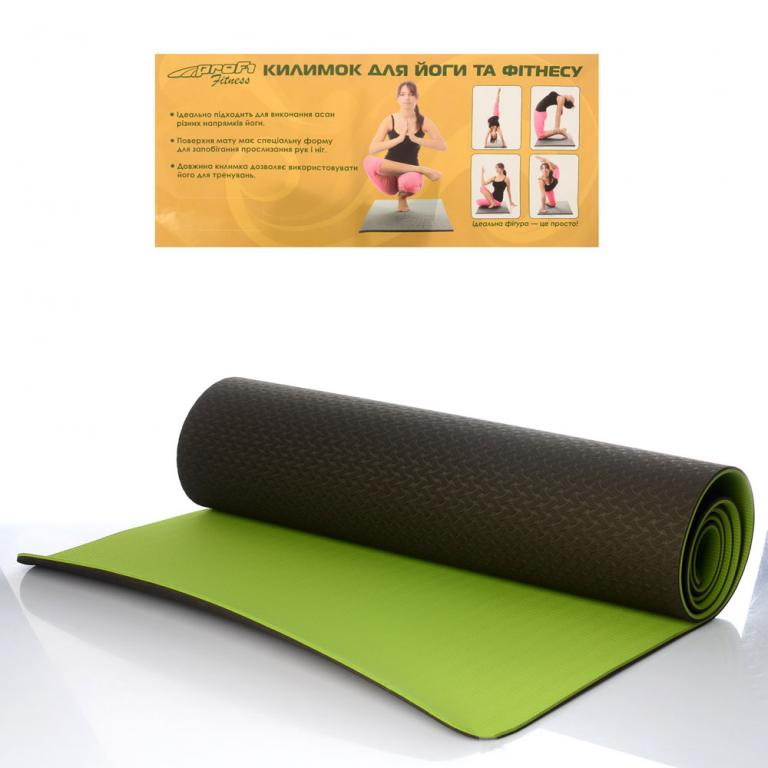 

Коврик для фитнеса и йоги TPE+TC 6мм двухслойный BG