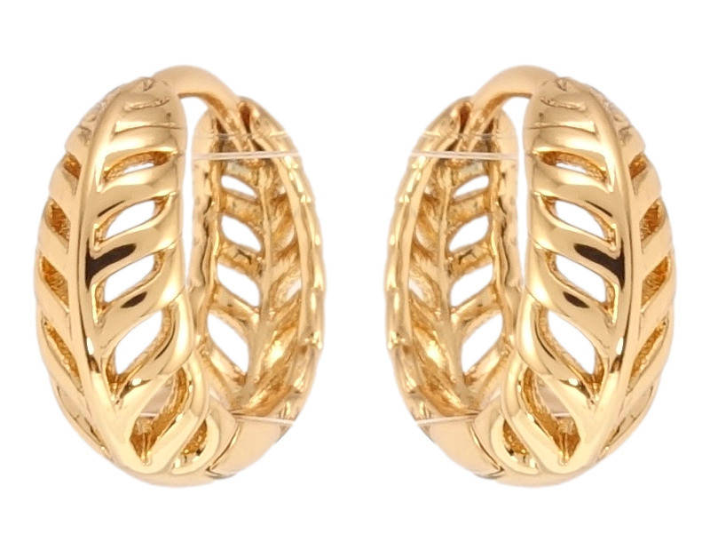 

Серьги Xuping Позолота 18K колечки "Резные листочки"