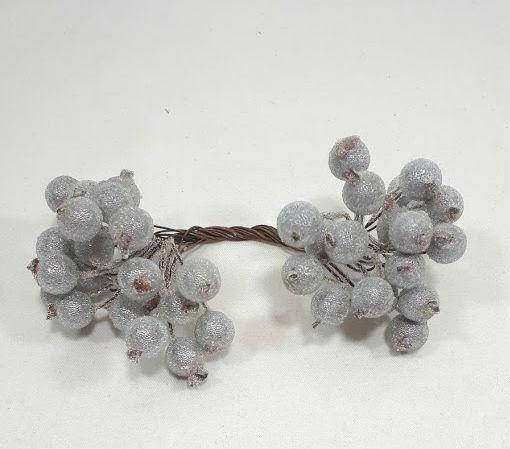 

Серебряные ягоды 1уп=40шт искусственные засахаренные для декора d=1,2 см, Серебристый