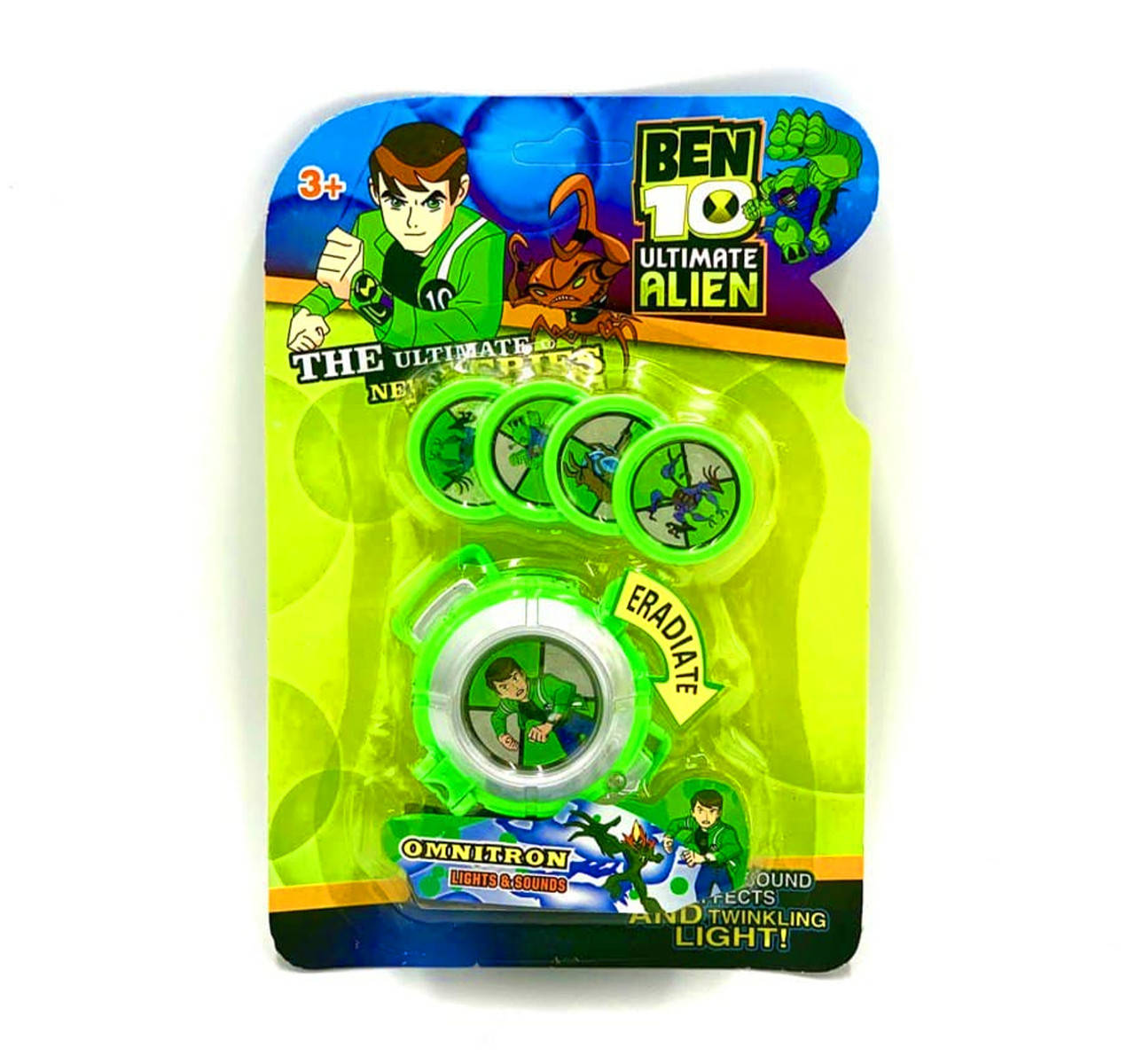 

Часы Бен Тен со светом звуком и 4 диска в комплекте Ben 10