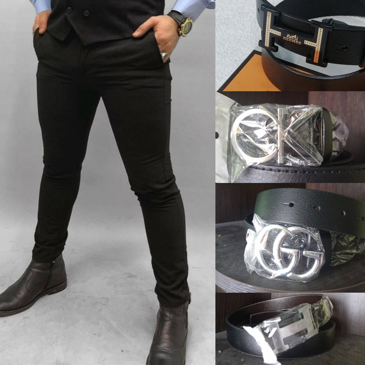 

Брюки зауженные мужские ,черные slim fit