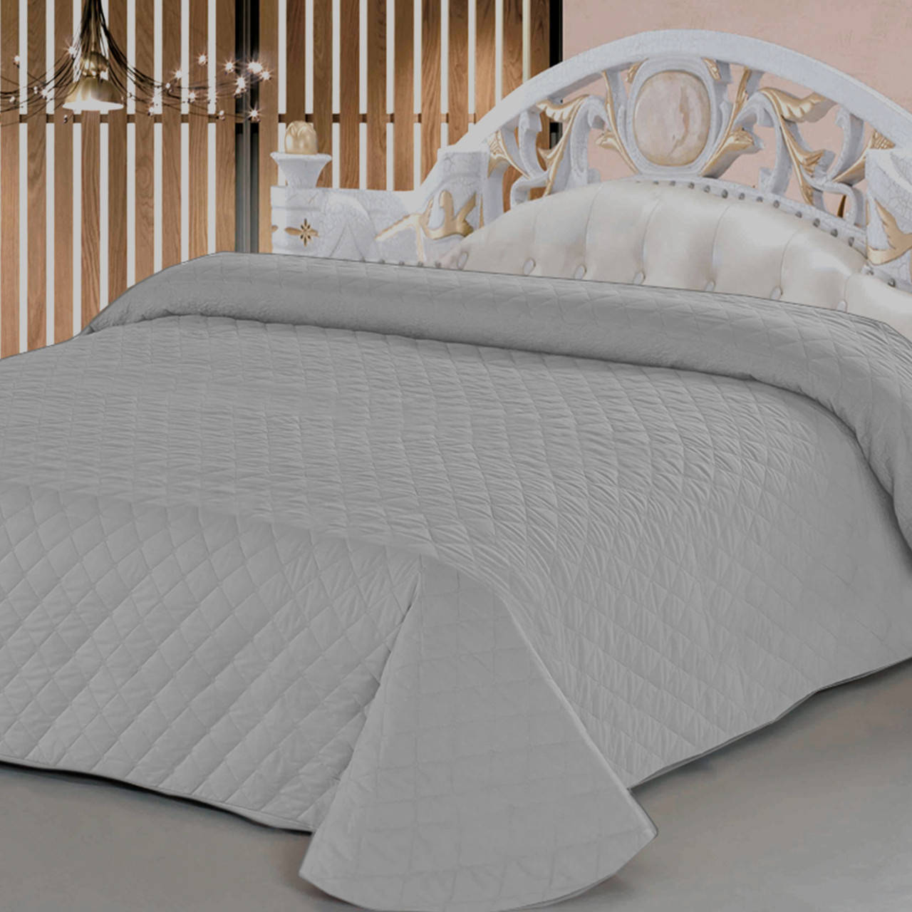 

Велюровое покрывало Теп Velur микрофибра 240-260 см светло серое, Светло-серый