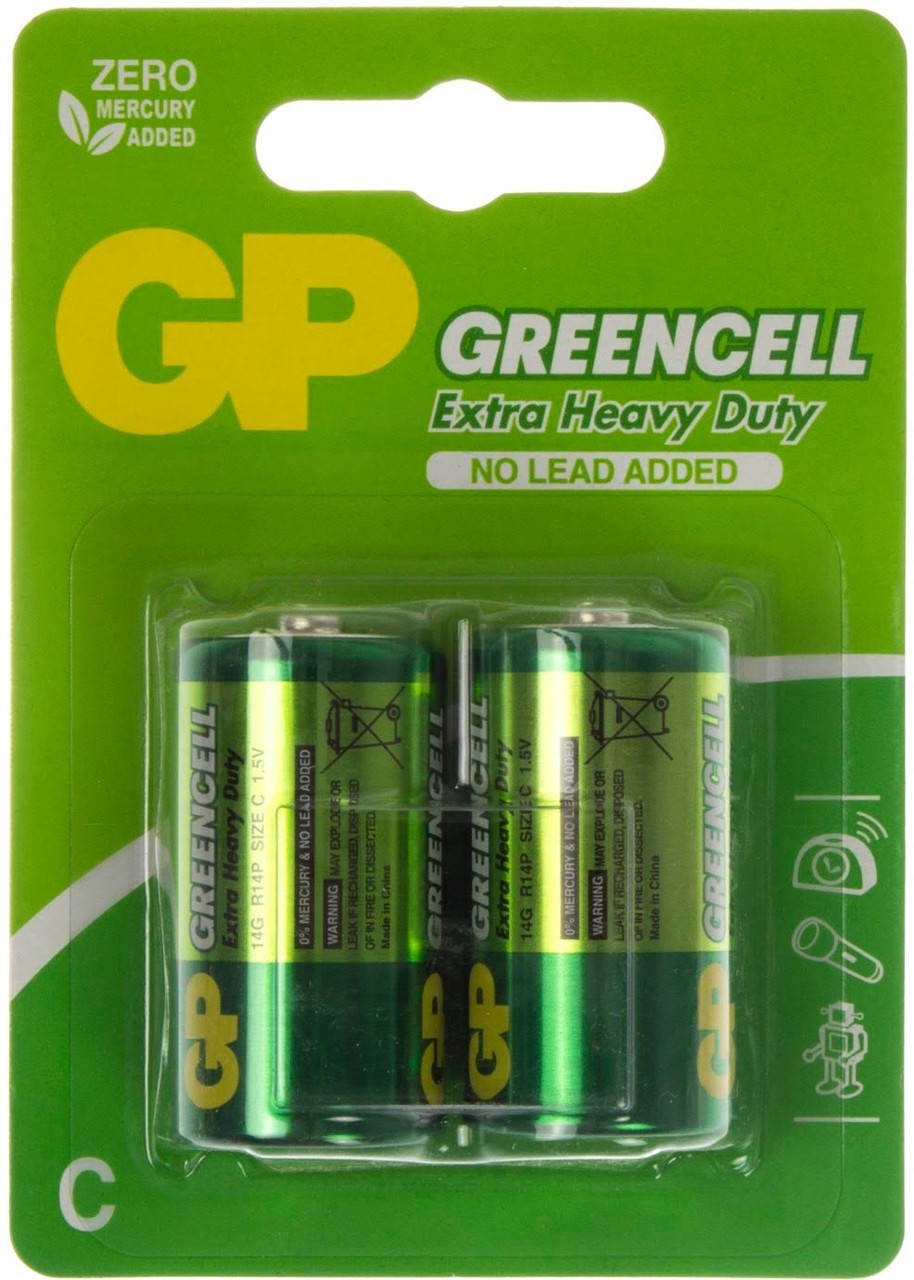 

Батарейки GP Greencell 14G-U2 R-14/блістер 2шт (10)(120)