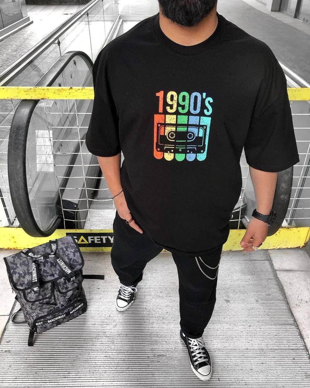 

Мужская стильная оверсайз футболка (черная). Фуболка 1990`s M