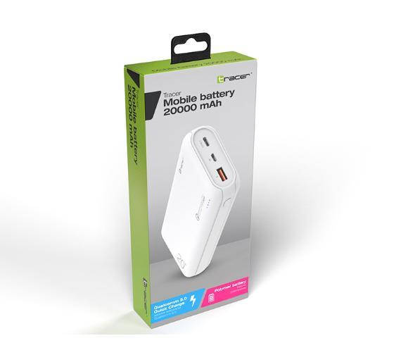 

УМБ Повербанк PowerBank Tracer 20000mAh с функцией быстрой зарядки, Белый