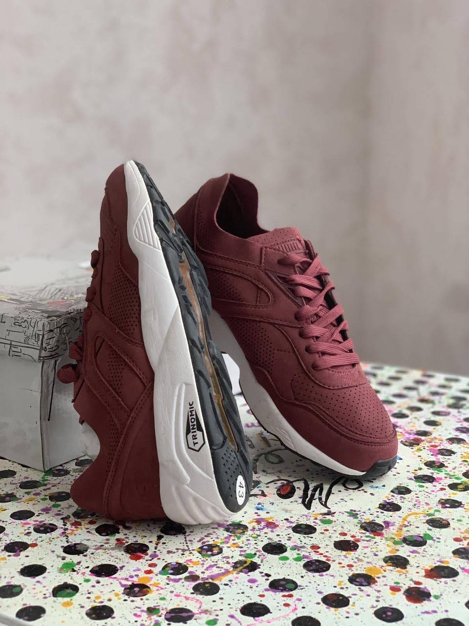 

Мужские кроссовки puma trinomic бордовый с белым