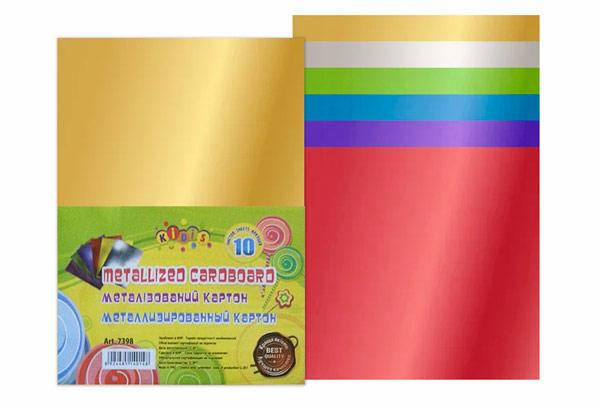 

Картон кольоровий Kidis А4 металізований 10 арк. 6 кол, 250гр