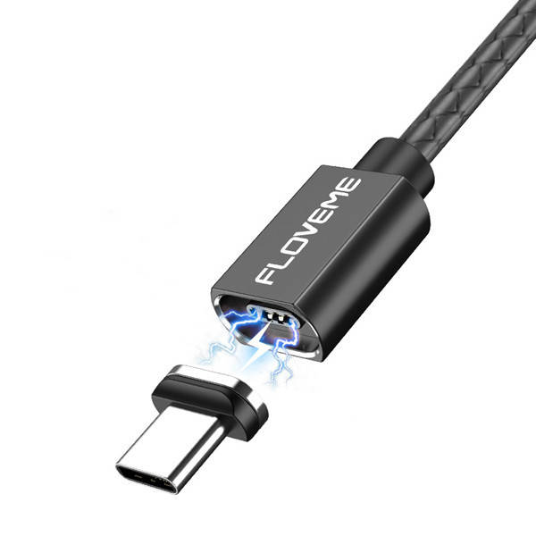 

Кабель магнитный для зарядки телефона Floveme USB Type C Android 100см |3A| Черный
