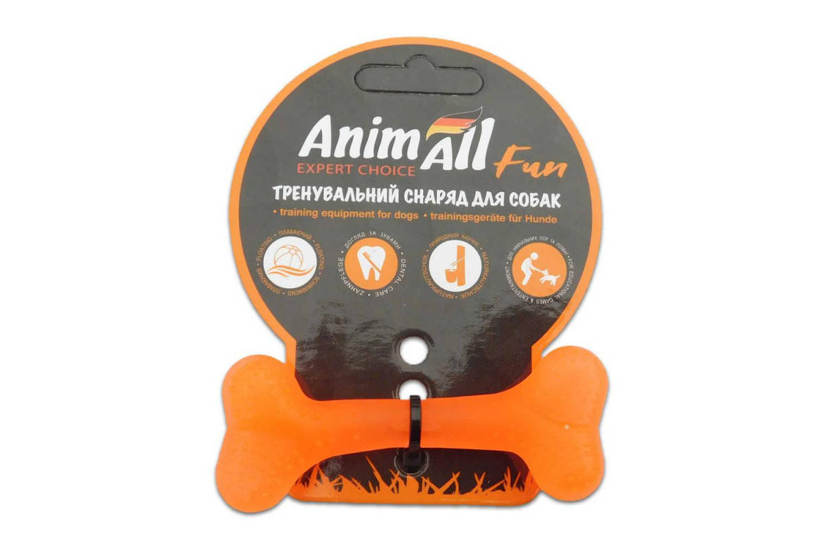 

Игрушка для собак AnimAll Fun кость, оранжевая, 8 см