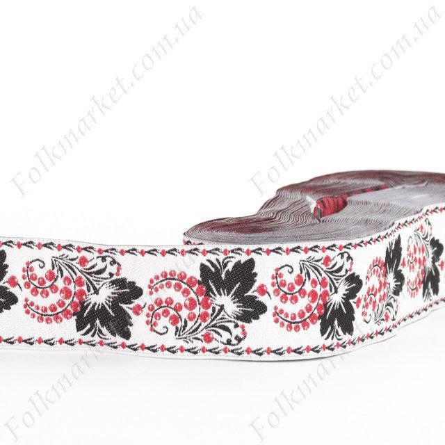 

Жаккардовая лента с украинским орнаментом 32 мм 0130-1, Красный