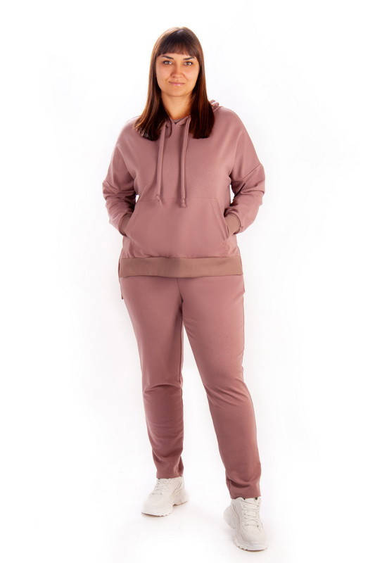 

Прогулочный костюм женский батал, двунитка светло-коричневый, 54, Черный