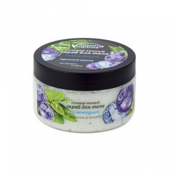 

Vitamin Energy Скраб сольовий пiнний для тiла зволожуючий Чорничний мохiто 250мл