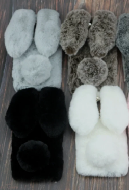 

Чехол кролик плюшевый с ушками для Xiaomi Redmi Note 9S / Note 9 Pro / Note 9 Pro Max / Черный