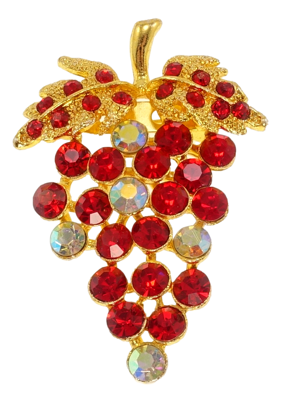 

Брошь "Гроздь винограда с красными стразами"