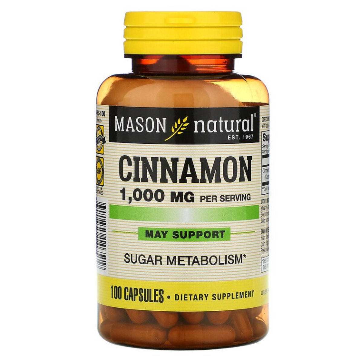 

Корица 1000 мг 100 капсул Mason Natural Cinnamon