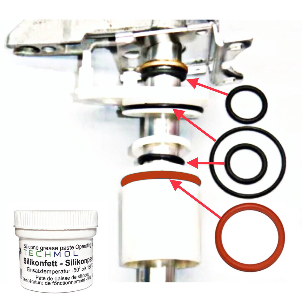 

Ремкомплект прокладок гидроцилиндра заварного блока кофемашины Krups EA & XP со смазкой Techmol