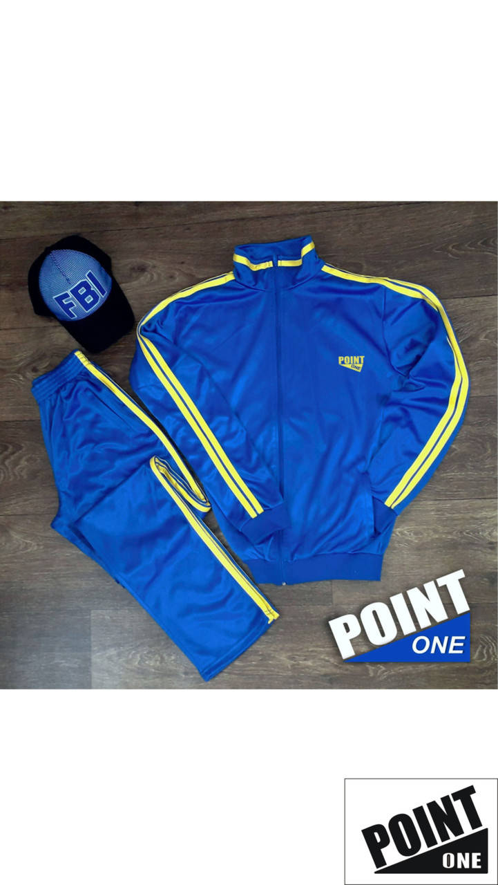

Костюм мужской спортивный синий с желтыми полосками Point One