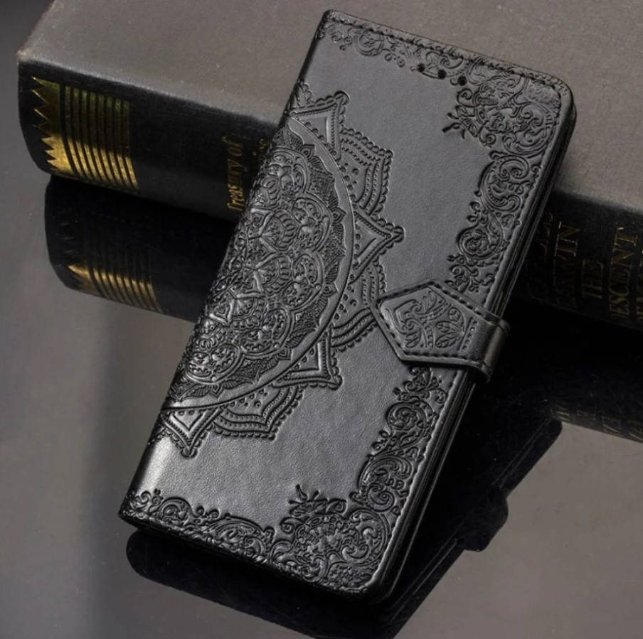 

Чехол книжка Mandala для Xiaomi Redmi Note 9 / Redmi 10X кожаный (Разные цвета) Черный